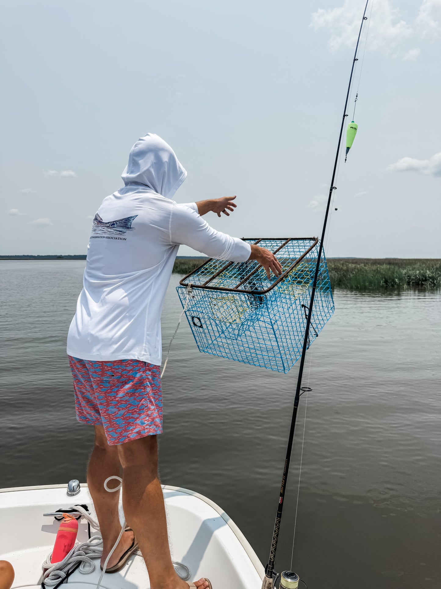 White Redfish Performance Shirt  Same great design without the hood!