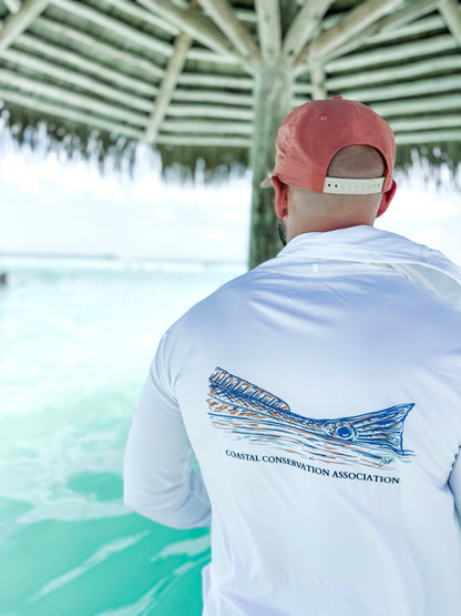 Men's White Redfish Performance Hoodie