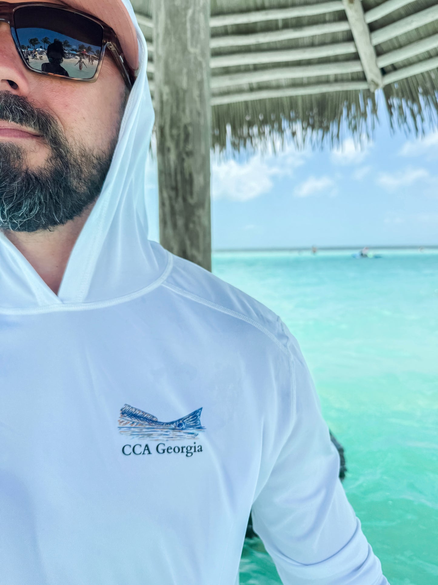 Men's White Redfish Performance Hoodie